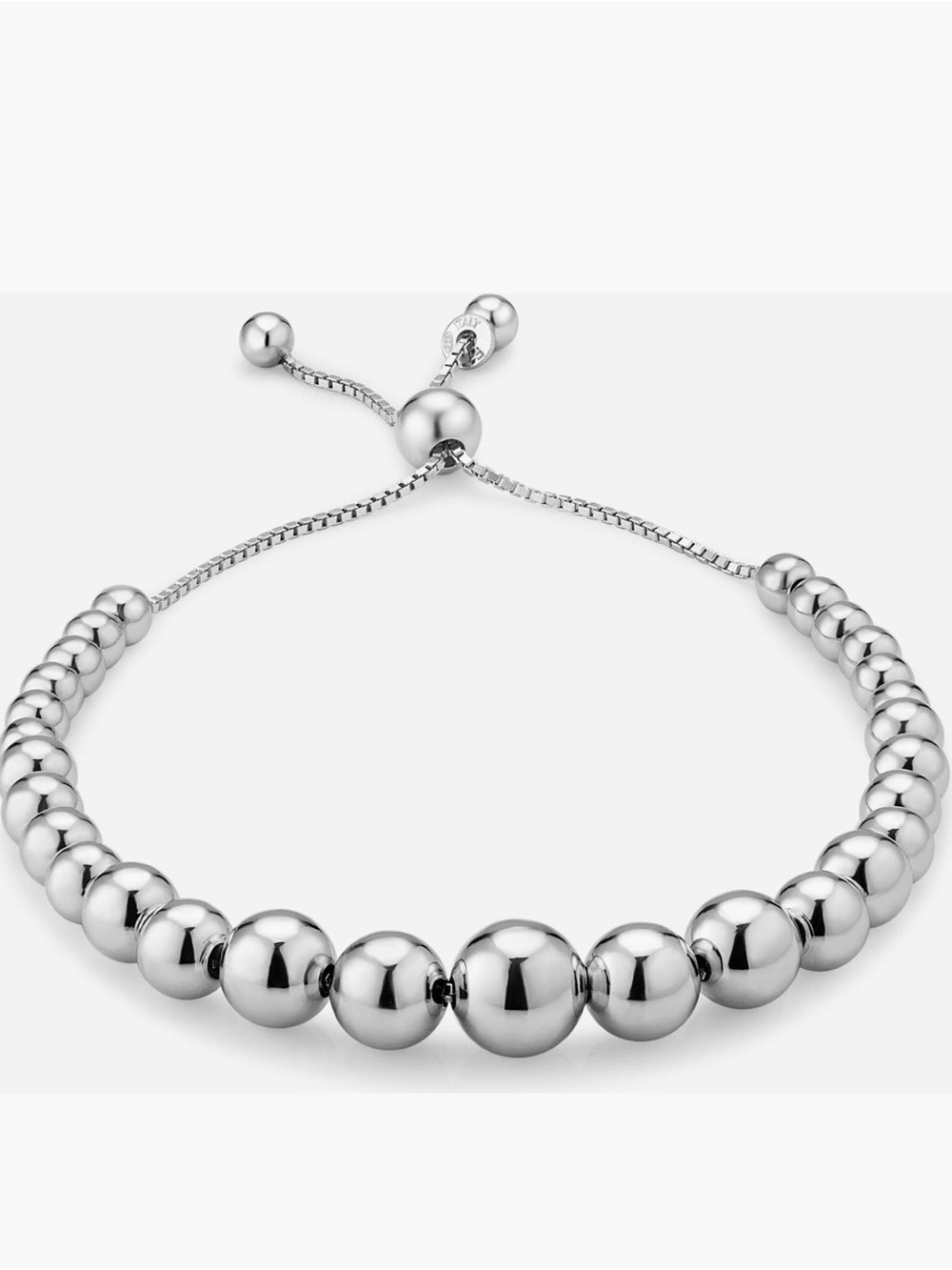 Sterling Silver Beaded Adjustable Bracelet